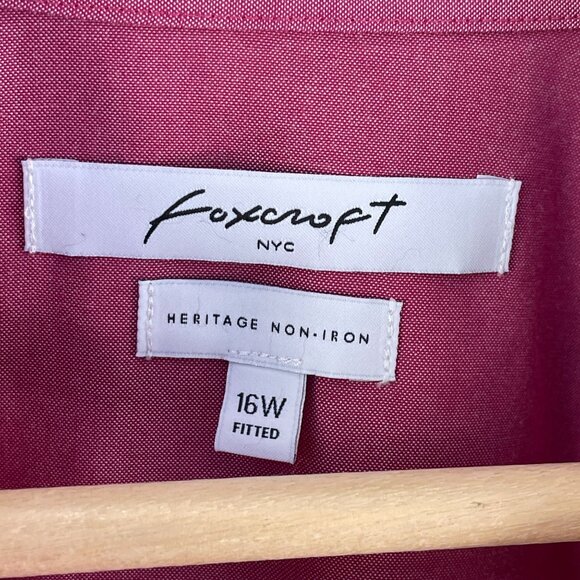 Foxcroft NYC Womens Plus 16W Fitted Heritage Non Iron Pink Button Up Shirt Top - Picture 4 of 10